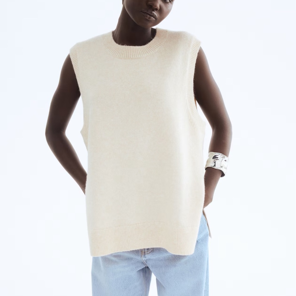 H&M Taupe Oversized Sweater Vest